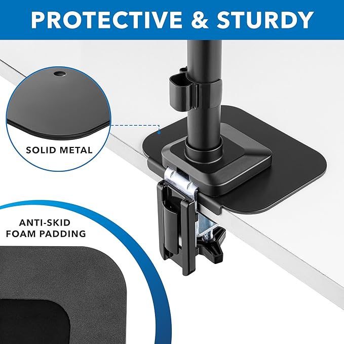 Mount-It! Monitor Mount Reinforcement Plate, Steel Desk Protector for Glass and Thin Tabletops, Compatible with C-Clamp and Grommet Mounts, Anti-Skid EVA Pads, Supports Multi-Monitor Setups