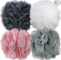 Bath Shower Loofah Sponge 60g Bath Mesh Pouf Shower Ball Body Scrubber Exfoliating Bath Sponge for Women and Men, Set of 4, Grey