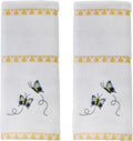 SKL Home Dancing Butterflies Hand Towel 2pc Set for Bath/Kitchen/Bar & Gift, White