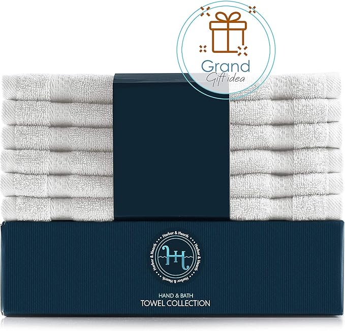 Hearth & Harbor Washcloths 12 Pack - 100% Cotton Washcloth for Body and face, High Absorbent and Soft 13"x13" Body Wash Cloth, Quick Dry - White Washcloths