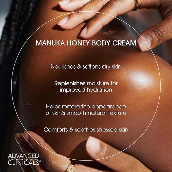 Advanced Clinicals Manuka Honey Body Cream For Women & Men | Body Butter Lotion For Extremely Dry Skin | Collagen Cream | Skincare Moisturizer Hydrating Balm Improves Look Of Aging Skin, 16Oz, 2-Pack