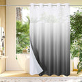 Gibelle No Hook Waffle Weave Shower Curtain with Snap-in Fabric Liner Set for Bathroom, Hotel Style with Mesh Top Window, Waterproof & Washable, Ombre Grey, 72x74