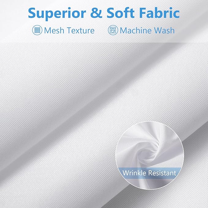 120GSM Ultimate Waterproof Fabric Shower Curtain Liner - TPU Lamination Technology with 3 Magnets,Machine Washable,71x84 Inch Soft Cloth Shower Curtain or Shower Liner,for Bathroom(White)