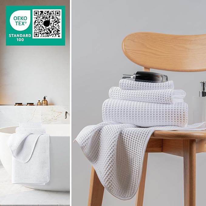 New Microfiber Waffle Bath Towels, 3 Pieces, Oversized, Soft, Absorbent, Fast Drying, Lint Free, Includes Bath, Face and Hand Towels