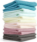 Cleanbear Waffle Wash Cloths Set of 12, Cotton Washcloths for Body and Face, 13” x 13”, 6 Assorted Colors