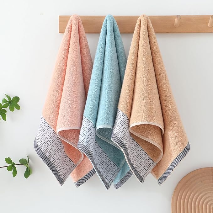 2 Pack Decorative Hand Towels, Leaf Design Cotton, Soft Absorbent Quick-Drying for Bathroom, Kitchen Decor, 13 x 30 Inches (Beige - 2 Pack)