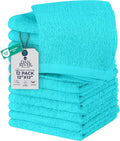 DAN RIVER 12 Pack Wash Cloths for Showering [12x12] - 100% Cotton Washcloths Premium Quality Flannel Face Cloths for Bathroom, Highly Absorbent and Soft Feel Wash Clothes, Aqua