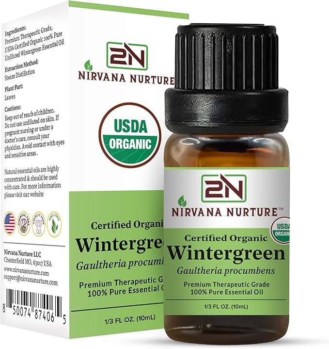 Wintergreen Essential Oil USDA Certified Organic, 100% Pure Natural Premium Grade, Undiluted