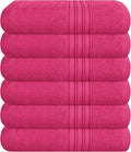 BOUTIQUO Ultra Soft Cotton 6 -Piece Hand Towel Set 16x24 Inch, Ideal for use in Bathroom, Kitchen, Gym, Spa & General Cleaning, Compact & Lightweight Multi Purpose Hand Towels - Hot Pink
