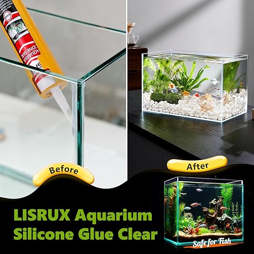 12 Pack Aquarium Silicone Clear Sealant, High Elasticity, Safe for Fish,Fast Curing Waterproof Aquarium Safe Silicone,10 Fl Oz Non-Toxic Fish Tank Safe Sealant,Strong Adhesion