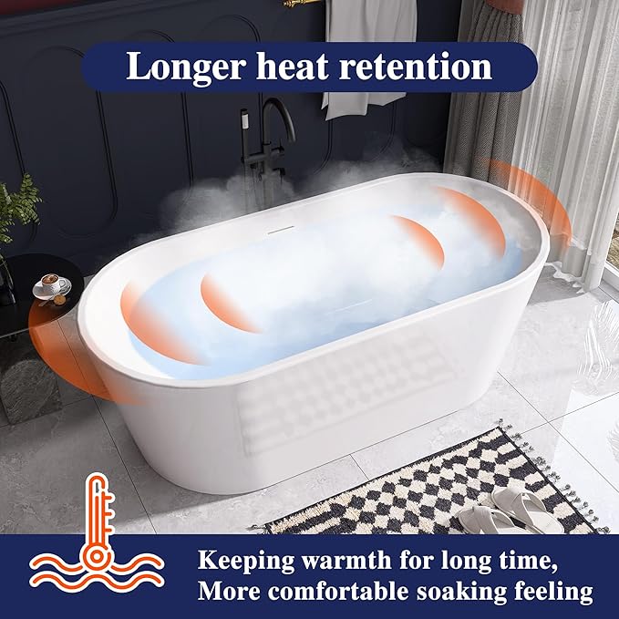 67" Acrylic Free Standing Tub, Stand Alone Tub, Freestanding Bathtub, Soaking Bathtub, cUPC Certified, SW(Glossy White)