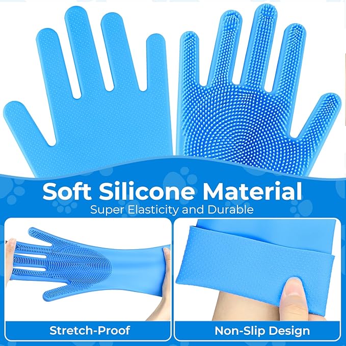2PCS Dog Washing Gloves and Dog Bath Brush, 2-in-1 pet Shower Set | Suitable for Dogs, Cats, Bath Massage, and pet Grooming