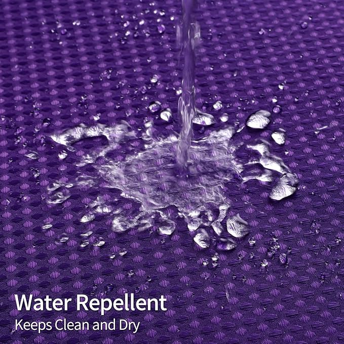 MitoVilla No Hooks Required Purple Waffle Shower Curtain Liner Set, Modern Heavyweight Fabric Shower Curtain Set with Snap-in Liner for Hotel Grade Spa-Like Bathroom Decor, Lavender, 72 x 74