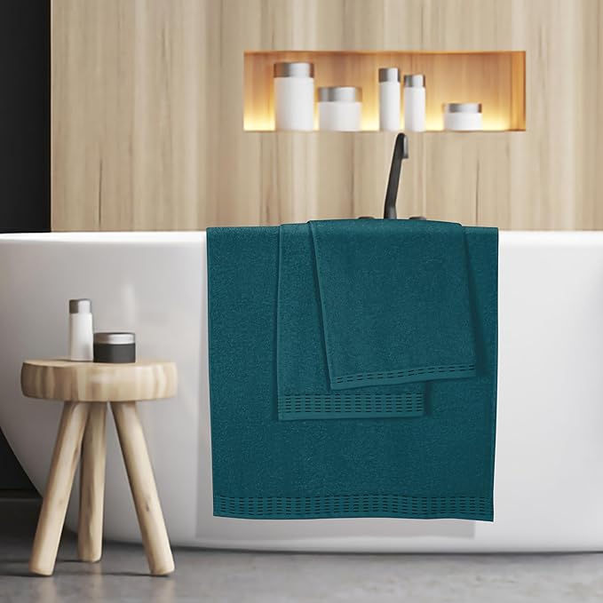 Cotton 2 Pack Oversized Bath Towel Set 28x55 inches, Large Bath Towels, Ultra Absorbant Compact Quickdry & Lightweight Towel, Ideal for Gym Travel Camp Pool - Teal