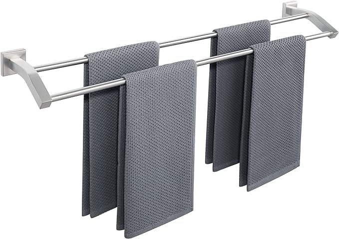Alise Double Bath Towel Bars Towel Racks for Bathroom,Wall Mount Towel Holder Heavy Duty SUS304 Stainless Steel Towel Hanger Towel Rail,Brushed Nickel 32 Inch