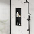 Stainless Steel Shower Niche 24" X 8", No-Tile Needed Wall Niche Double Shelves, Recessed Shower Storage, Matte Black