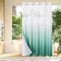 Gibelle No Hook Waffle Weave Shower Curtain with Snap-in Fabric Liner Set for Bathroom, Hotel Style with Mesh Top Window, Waterproof & Washable, Ombre Teal, 72x74