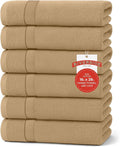 RIVERSIDE 6 Pack Premium Hand Towels Set, 16x28 inches, 100% Ring Spun Cotton, 600 GSM, Soft, Quick Dry and Highly Absorbent, Towels for Bathroom, Kitchen, Gym, Spa - Tan