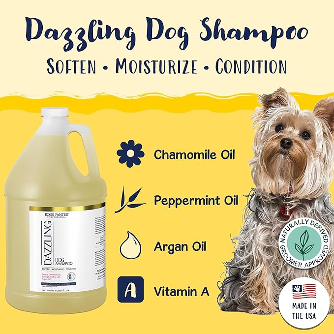 Bobbi Panter Dog Shampoo and Conditioner - Made in USA - All Natural 2-in-1 Formula for Detangles & Reduces Shedding - Concentrated 10:1 for Professional Groomers - Pear Scent, 1 Gallon (Case of 4)