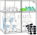 Baby Bottle Organizer, Stackable Storage Drawers with Label, Clear Station Organizers Container for Pacifiers, Pump Parts, Desk Organizer Bins for Bathroom, Cabinet, Pantry, Vanity, Countertop, 4 Pack