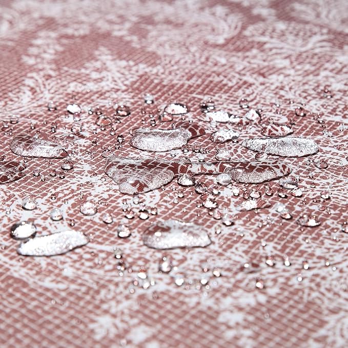 78 Inch Long Shower Curtain - Chantilly Lace Design, Heavyweight Polyester, Burgundy to White Ombre, 72" W x 78" H