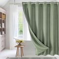 MitoVilla No Hooks Required Sage Green Waffle Shower Curtain Liner Set, Modern Heavyweight Fabric Shower Curtain Set with Snap-in Liner for Hotel Grade Spa-Like Bathroom Decor, 72 x 74