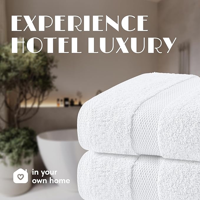 Wealuxe White Bath Towels 27x54 Inch, Cotton Towel Set for Bathroom, Hotel, Gym, Spa, Soft Extra Absorbent Quick Dry 4 Pack