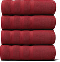 Hearth & Harbor Luxury Hand Towels - 100% Ring Spun Cotton Hand Towels for Bathroom, Shower, Spa, Soft & Absorbent Towels, 4 Piece Set, Red