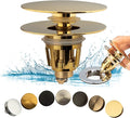 Artiwell Universal Bathroom Sink Drain Stopper, Fits Most Pop-Up Drains for Vessel Sink Lavatory Vanity, Sink Drain Strainer with Detachable Hair Catcher, Tested by Plumber in US (Polished Brass)