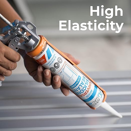Adhesive Guru All Purpose Clear Silicone Sealant Waterproof 10.15 fl.oz, 100% Silicone Caulk, Weatherproof & Flexible Adhesive Sealant for Indoor and Outdoor Use, Transparent - 1 Pack