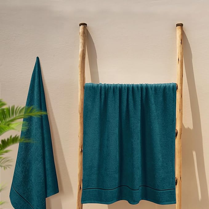 MyOwn Cotton 2 Pack Oversized Bath Towel Set 28x55 inches, Large Bath Towels, Ultra Absorbant Compact Quickdry & Lightweight Towel, Ideal for Gym Travel Camp Pool - Teal