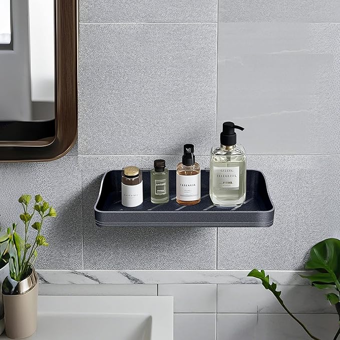 Luxury Shower Caddy, Rustproof Metal Large Capacity Bathroom Shelves for Storage, Adhesive or Drill Mounting for Kitchen Holder & Organizer (1 Pack)