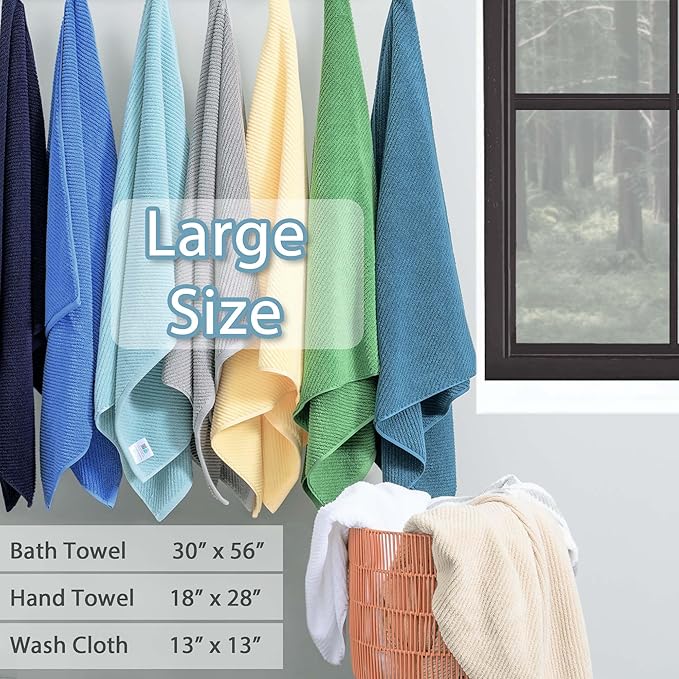VOOVA & MOVAS White Towels for Bathroom, 100% Cotton | Quick Dry | Soft | Thick, 3 Piece Towel Set, 1 Large Bath 30" x 56", 1 Hand 18" x 28", 1 Wash Cloth 13" x 13", Bathroom Essentials