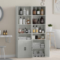 Tall Bathroom Storage Cabinet, Bathroom Floor Cabinet with Wide 4 Tier Shelf, Storage Unit for Living Room, Entryway, Kitchen (Retro White, 2 PCS)