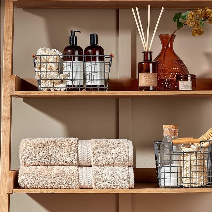 Christy Renaissance 6 Piece Beige Towel Set | 100% Egyptian Cotton | Luxury Bathroom Towels | Soft and Super Absorbent | 675 GSM | 2 Bath 2 Hand 2 Face | Driftwood