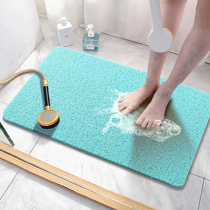Asvin Soft Textured Bath, Shower, Tub Mat, 24x32 Inch, Phthalate Free, Non Slip Comfort Bathtub Mats with Drain, PVC Loofah Bathroom Mats for Wet Areas, Quick Drying