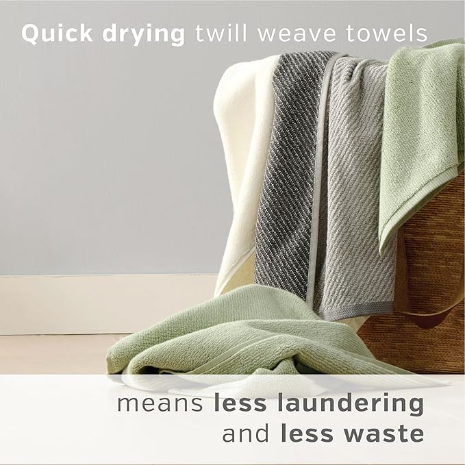 Wellbe 6-Piece Washcloth Set, Quick Dry, Absorbent, Soft, 13” x 13”, Grey