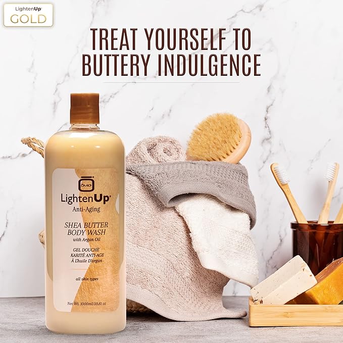 Omic LightenUp Anti-Aging Body Wash - 33.8 fl oz / 1000ml - Formulated to Bright and Soften Skin, with Argan Oil and Shea Butter