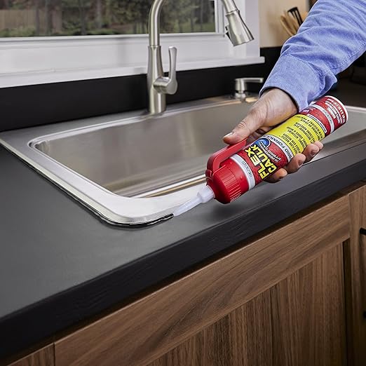 Flex Caulk, Waterproof & Weatherproof Hybrid Polymer Sealant, Strong, Paintable, Indoor, Outdoor, Bath, Shower, Sink, Window, Baseboards, Door, RV, Roof, Wood, Auto & Marine, Clear, 6.6 oz, 2-Pack
