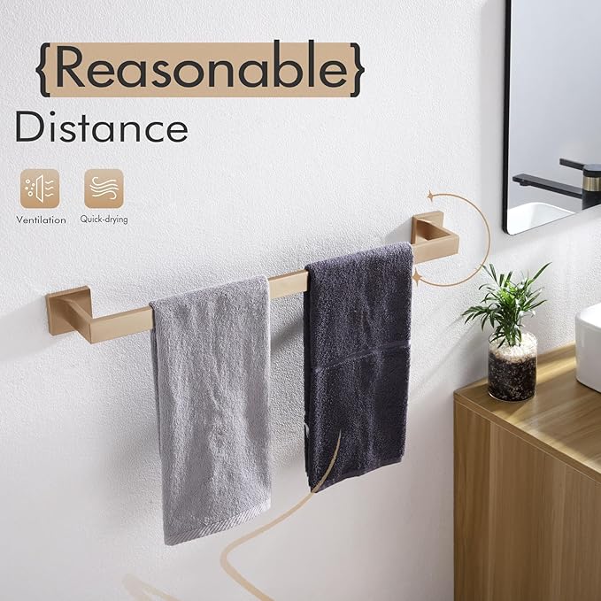 KOKOSIRI 24-Inch Towel Rack for Bathroom Kitchen Towel Bars Wall Mount SUS304 Stainless Steel Towels Holder, Champagne Bronze B4003CPG-L24