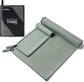 Camping Towel,2 Pack Microfiber Travel Sports Towel,Quick Dry - Super Absorbent - Ultra Compact -Ultra Soft - Lightweight.Suitable for Gym,Yoga,Trip,Beach, Shower, Backpacking,Pool(Army Green)