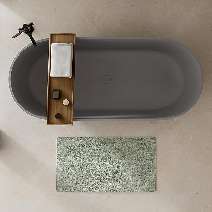 Abruzzo 59" Freestanding Bathtub Matte Grey - Solid Surface Stone Resin Soaking Tub with Overflow & Pop-Up Drain, cUPC Certified Easy Install Contemporary Bathtub for Modern Bathroom