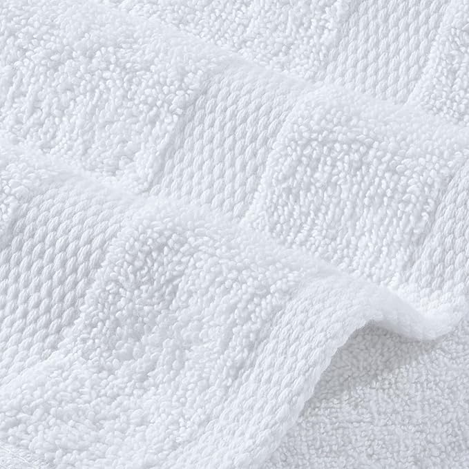 Wealuxe White Washcloths 48 Pack - 600 GSM 100% Ring-Spun Cotton Wash Cloths for Showering, Highly Absorbent and Soft | 12x12 Inches