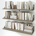 Fun Memories Floating Shelves for Wall, 36 Inches Long Set of 3 Wall Shelves for Bedroom, Floating Bookshelves with Metal Brackets for Living Room, Kitchen, Bedroom and Laundry Room (Grey)