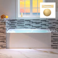 WOODBRIDGE 60" Acrylic Rectangular Alcove Soaking Bathtub in White with Right Drain, Brushed Gold Pop-Up Drain Included BA6030R