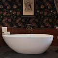 Abruzzo 67“ Solid Surface Freestanding Bathtub, Egg Shell Shaped Stone Resin Freestanding Tubs, Contemporary Oval Soaking Tubwith Overflow in Matte White, cUPC Certified