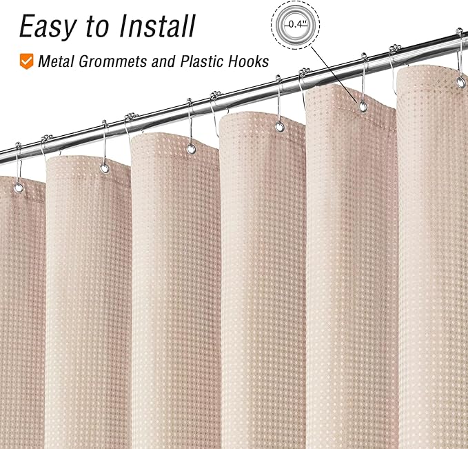 Gibelle Small Stall Shower Curtain 36 x 72, Narrow Half Waffle Weave Textured Fabric Shower Curtain for Bathroom, Water Repellent, Machine Washable, Blush Pink