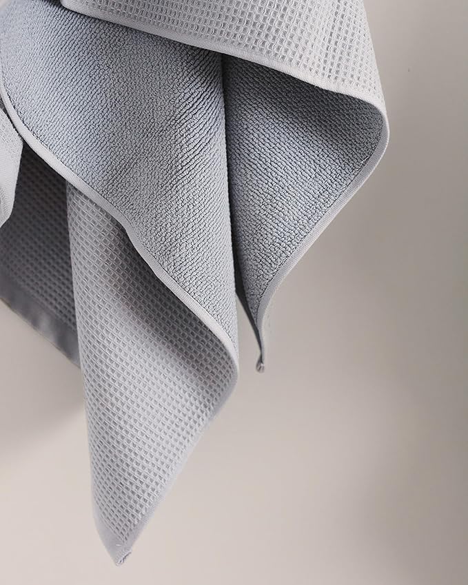 Cozy Earth Waffle Bath Sheets - 60% Cotton 40% Viscose from Bamboo Bath Sheets 40 x 65 Inches - Soft & Absorbent Terry, Reversible Mini Textured Waffle & Weave Pattern - 2 Pack