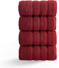 HALLEY Turkish 4 Pack Premium Hand Towels (4 Pieces) 650 GSM Highly Absorbent Super Soft 100% Cotton - 4 Hand Towels (Red)