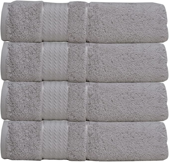 Melissa Linen, 4 Piece Washcloth Set, 100% Turkish Cotton Towels for Body and Face, 12 in x 12 in, Absorbent, Quick Dry, Durable and Soft, Baby Washcloths, Wash Rags for Kitchen, Steel Grey